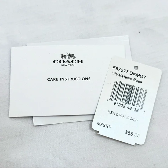 COACH Mini Skinny ID Case Shimmery Metallic Rose Pink F87077 - Picture 5 of 6